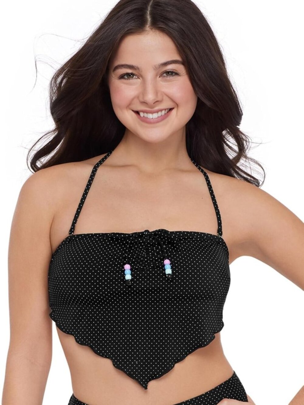 Chic Women's Bandeau Scarf Midkini Swim Top with Removable Strap - Stylish